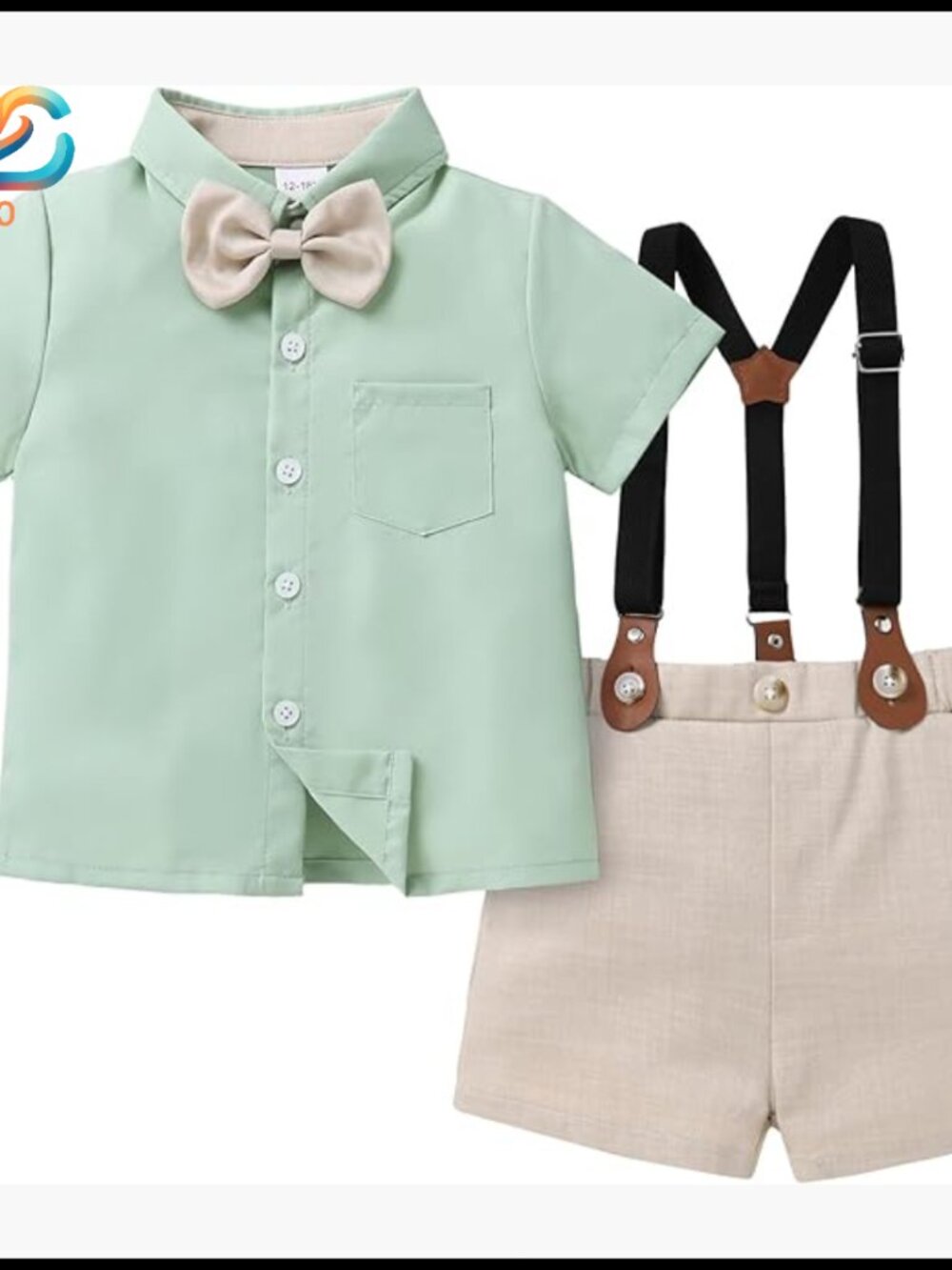 Toddler Boy Formal Outfit Set with Suspenders and Bow Tie